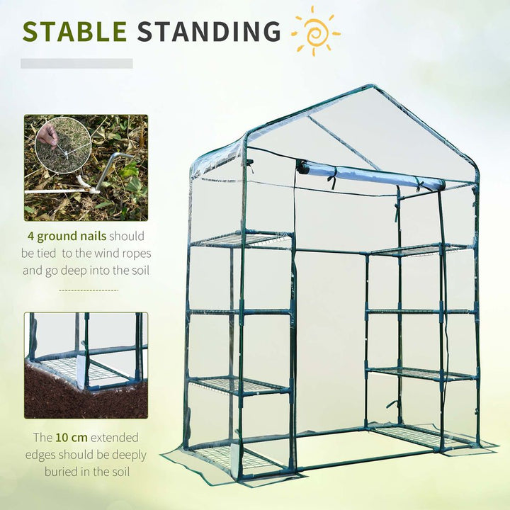  Tiers Shelvesetal Frame Walk in Portable Greenhouse 