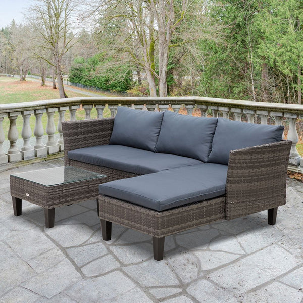 -Seater Outdoor Garden PE Rattan Furniture Set Grey