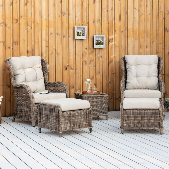  Seater Rattan Sofa Chair & Stool Table SetSet Aluminium Frame Brown