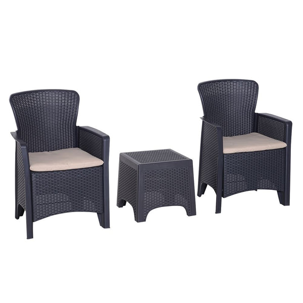 - Garden Coffee Set Rattan Chair with Coffee Table Cushion High Load Patio
