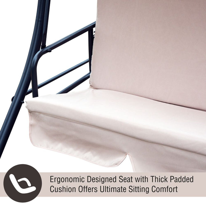 -in- Patio Swing Chair Seater Hammock Cushion Bed Lounger Tilt Canopy