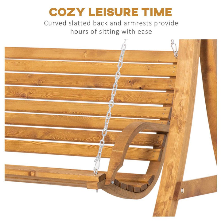 Outsunny Seater Garden Swing Seat Swing Chair, Outdoor Wooden Swing Bench Seat