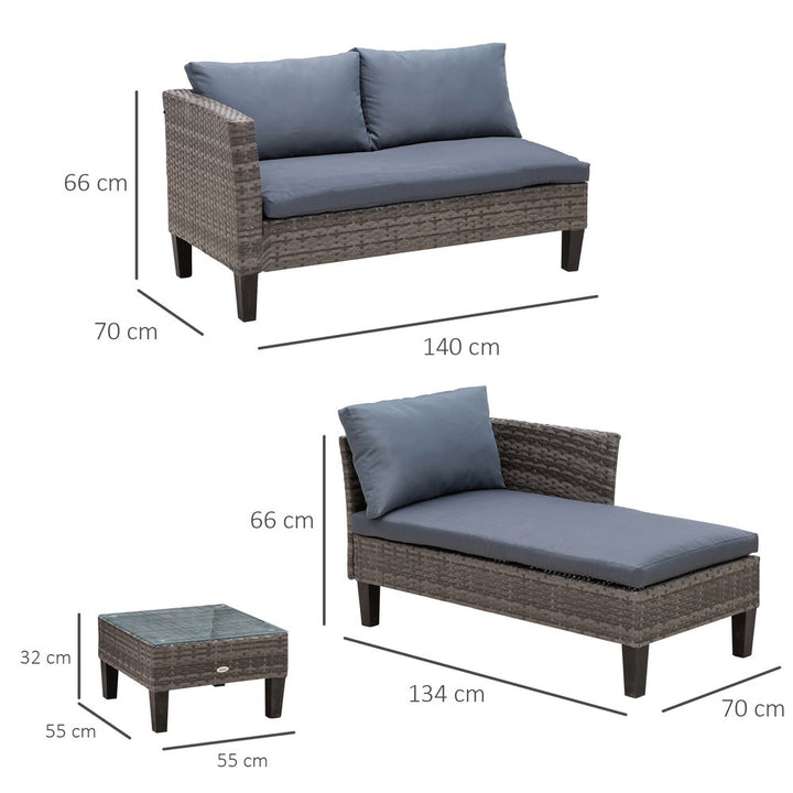 -Seater Outdoor Garden PE Rattan Furniture Set Grey