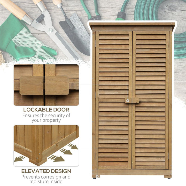 Wooden Garden Storage Shed Unit, -Tier Shelves Tool Cabinet Organizer