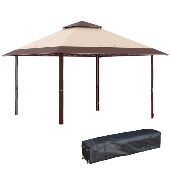  x Outdoor Pop-Up Canopy Tent Gazebo Adjustable Legs Bag Coffee
