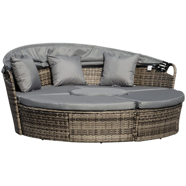 Pc Outdoor Plastic Rattan Wicker Round Sofa Bed Coffee Table Sectional Set
