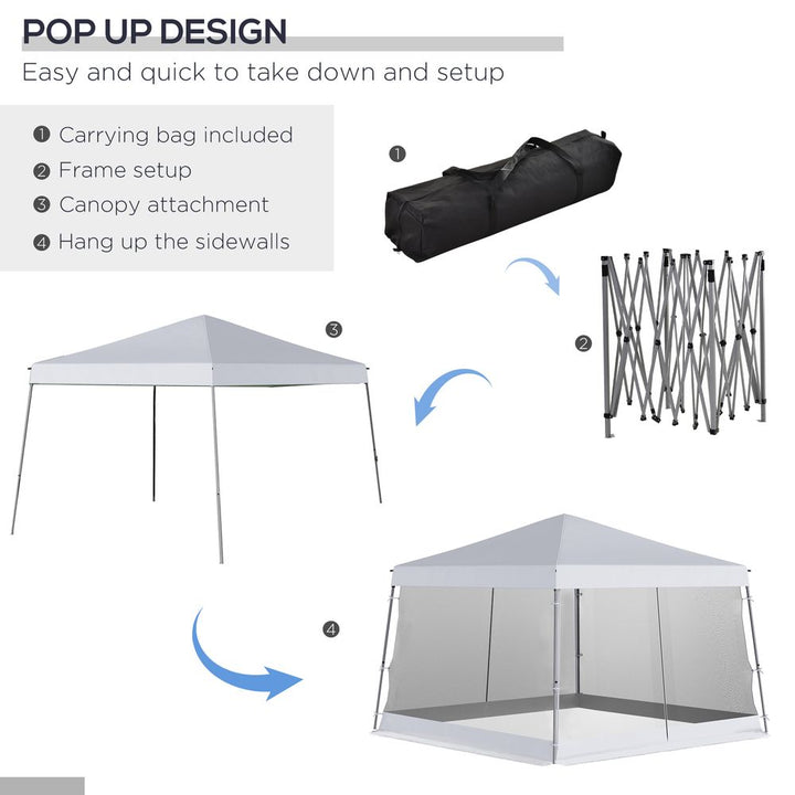 Outsunny .m x .m Pop Up Steel Frame Garden Gazebo White