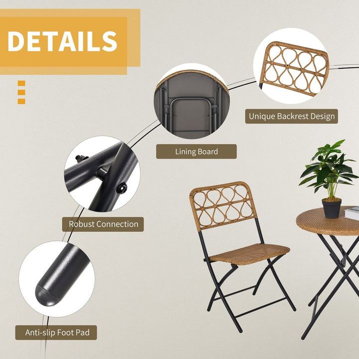  Rattan Wicker Set Easy Folding, Hand Woven Rattan Coffee Table & Chairs