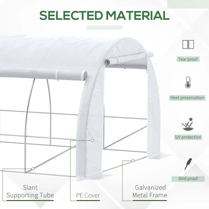  Polytunnel Greenhouse Pollytunnel Tent w/ Steel Frame White