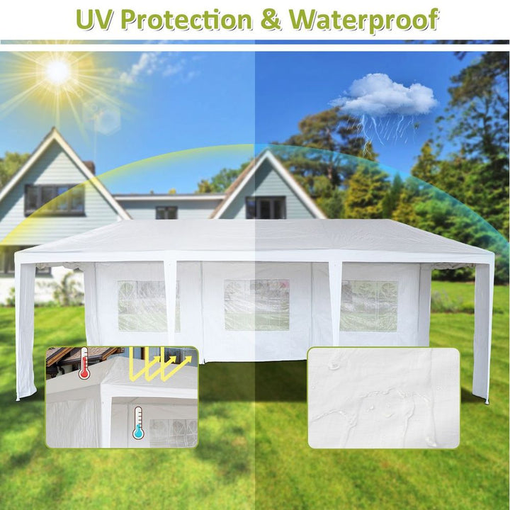  x ft Garden Party Event Tent for Gatheration, Outdoor Gazebo Shaded Pergola with Walls, White