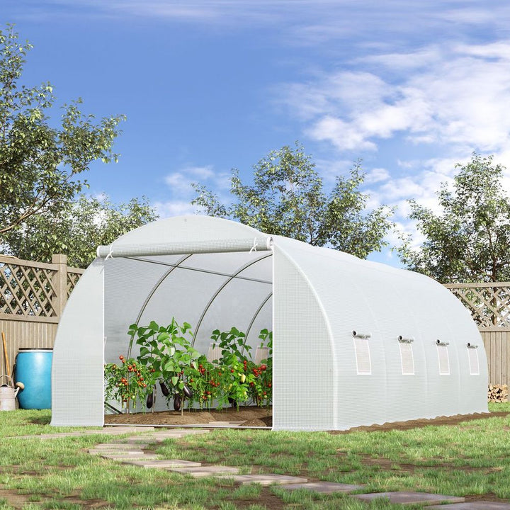 Outsunny Polytunnel Greenhouse w/ Zippered Door and Windows