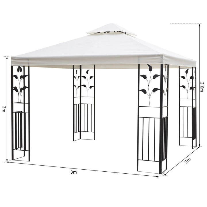  Vented Roofetal Frame Garden Gazebo Cream