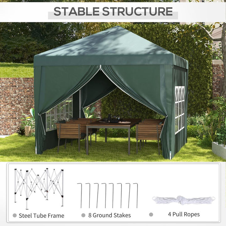 Outsunnyxm Pop Up Gazebo Party Tent Canopyarquee with Storage Bag Green