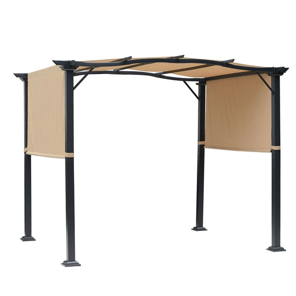 Retractable Pergola Garden Gazebo x.x.m, Khaki