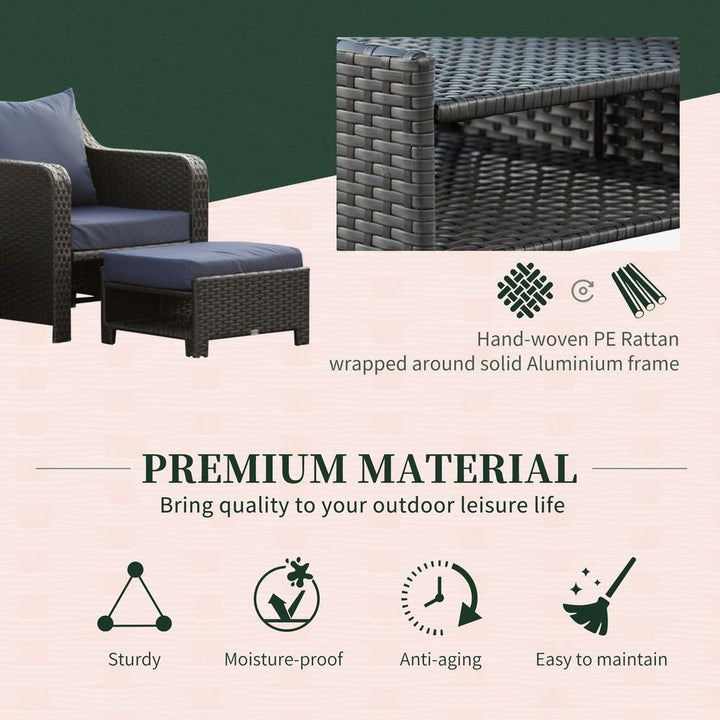  Outdoor Rattan Sofa Set w/ Storage Function Side Table & Ottoman