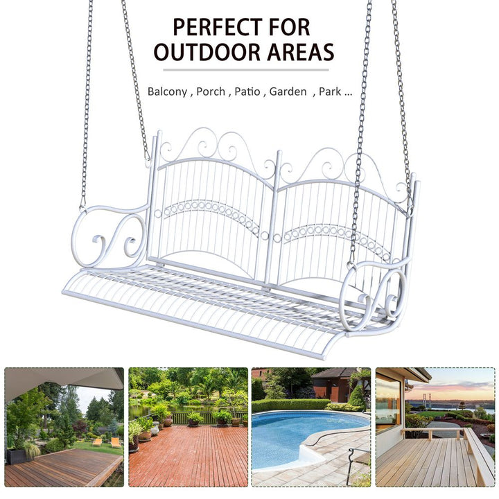 Outsunnyetal -Seater Outdoor Garden Swing Bench White