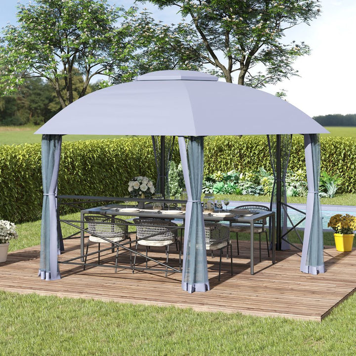 x.metal Gazebo Canopy, Hexagon Shape Garden Net, Steel Frame, Grey