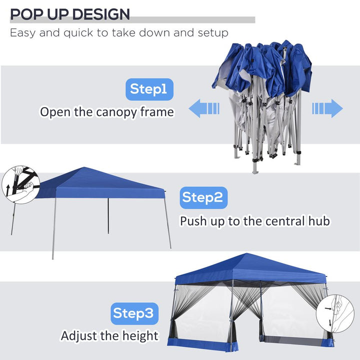 Outsunny .m x .m Pop Up Steel Frame Garden Gazebo Blue