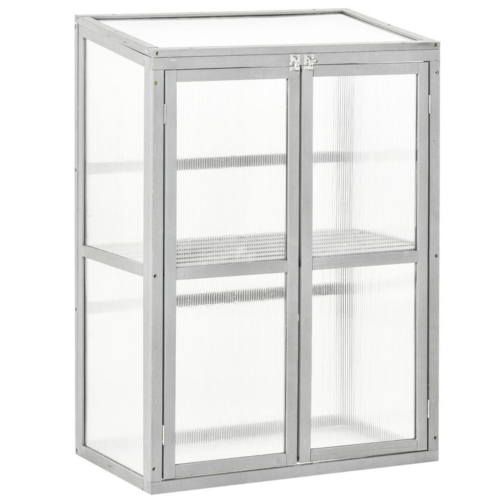 Wood Cold Frame Greenhouse Outdoor Indoor PC Board Grey