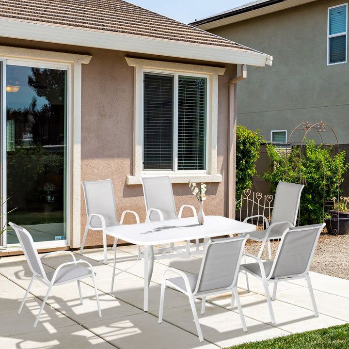  Piece Garden Dining Set Seater Outdoor Patio Furniture Grey