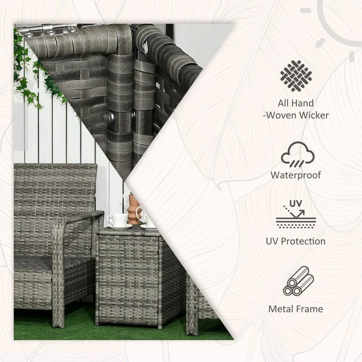  PE Rattan Garden Sofa Set w/ Chairs & Storage Tableixed Grey