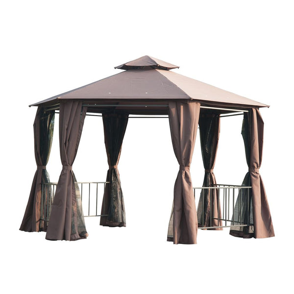 Hexagon Gazebo Patio Party Tent Outdoor Garden Shelter Tier Roof & Side Panel