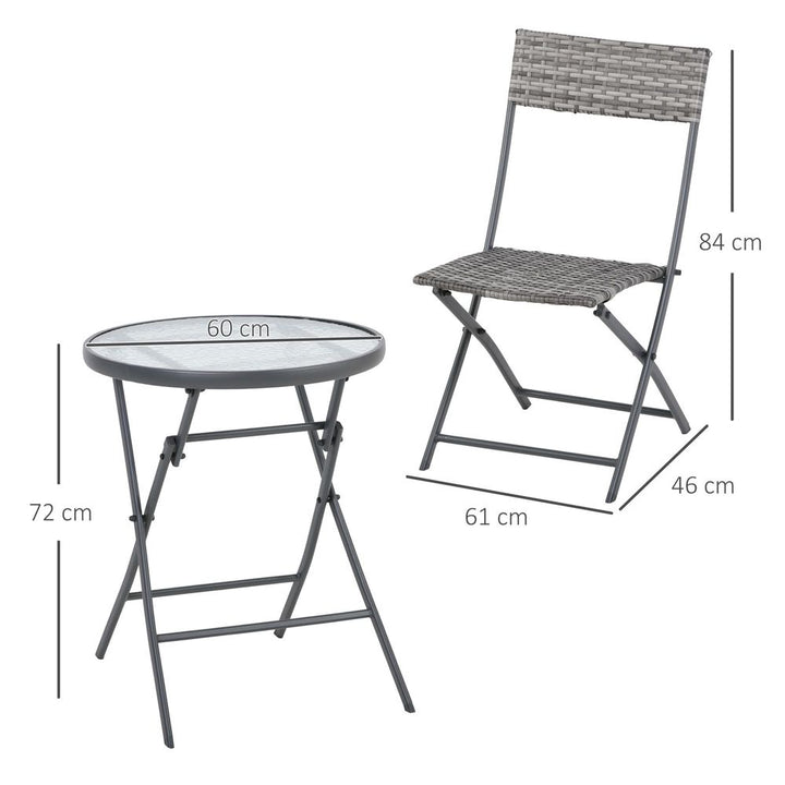  Patio Wicker Bistro Set Foldable Table and Chair Set Outsunny