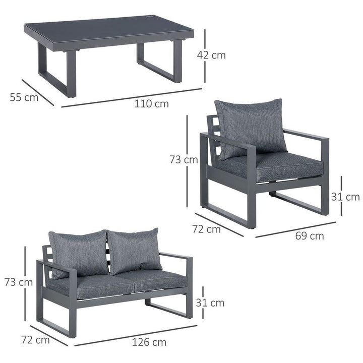  Piece Aluminium Outdoor Furniture Set w/ Table & Olefin Cushion Cover