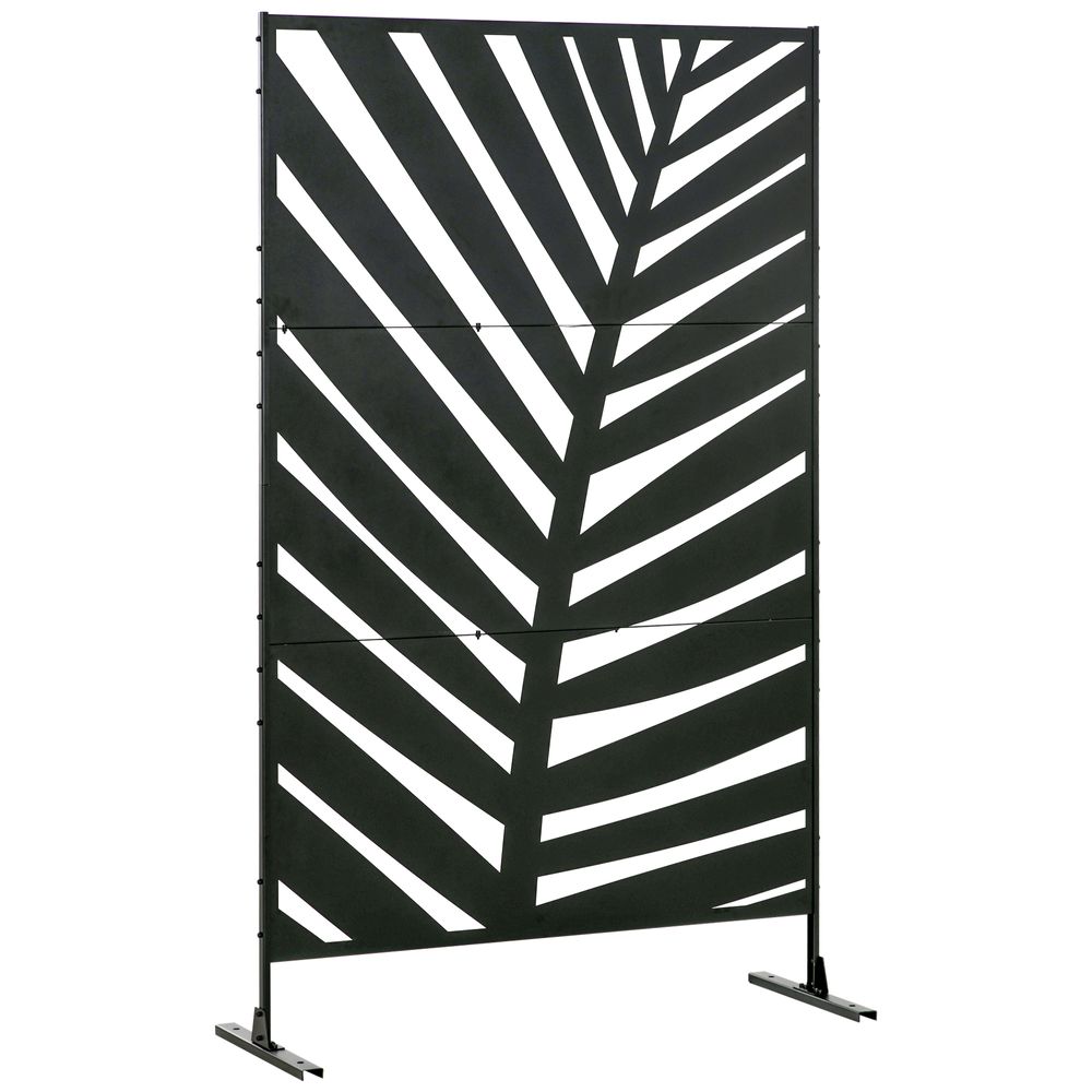 6.5FT Metal Outdoor Privacy Screen Panel Stand Banana Leaf Style