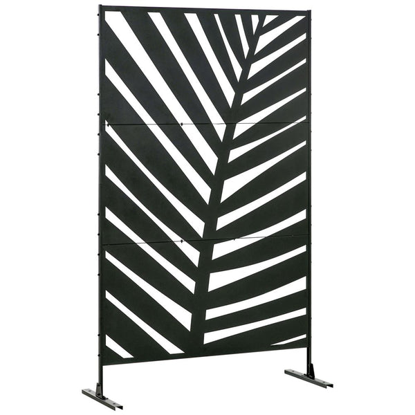 Outsunny .FTetal Outdoor Privacy Screen Panel with Stand, Banana Leaf Style