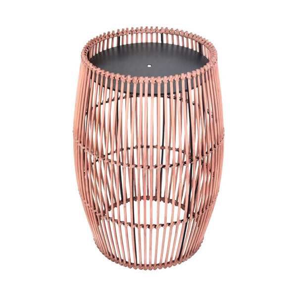 Outdoor Garden Furniture Small Round Side Table in Bamboo Wicker