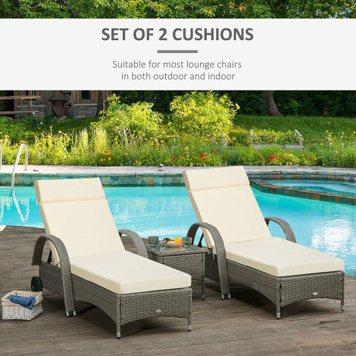 Set of Lounger Cushions Deep Seat Patio Cushions with Ties White