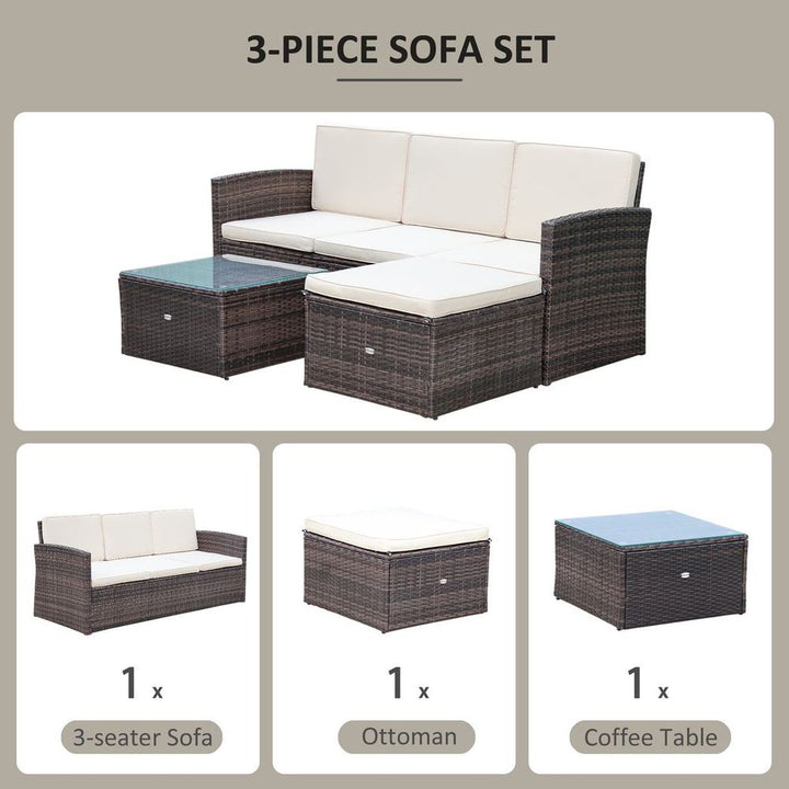 PC Outdoor Patio Furniture Set Wicker Rattan -Seater Sofa Chair Couch Brown