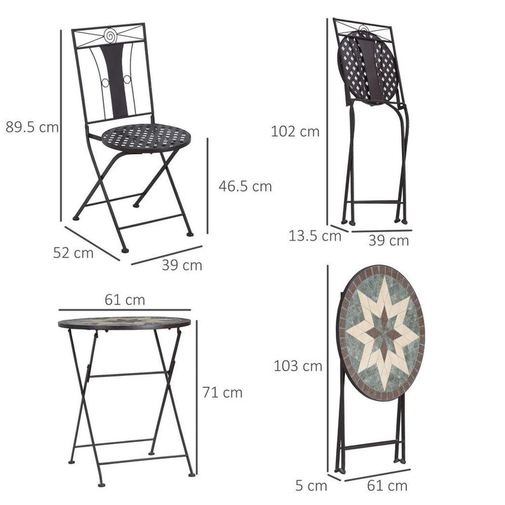 -Piece Patio Bistro Set w/osaic Round Table and Armless Chairs