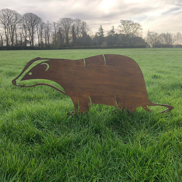 RUSTYETAL BADGER Garden ornament statue Decoration