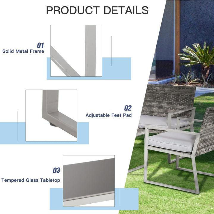 -Piece Outdoor Garden Rattan Seating Furniture Set Grey