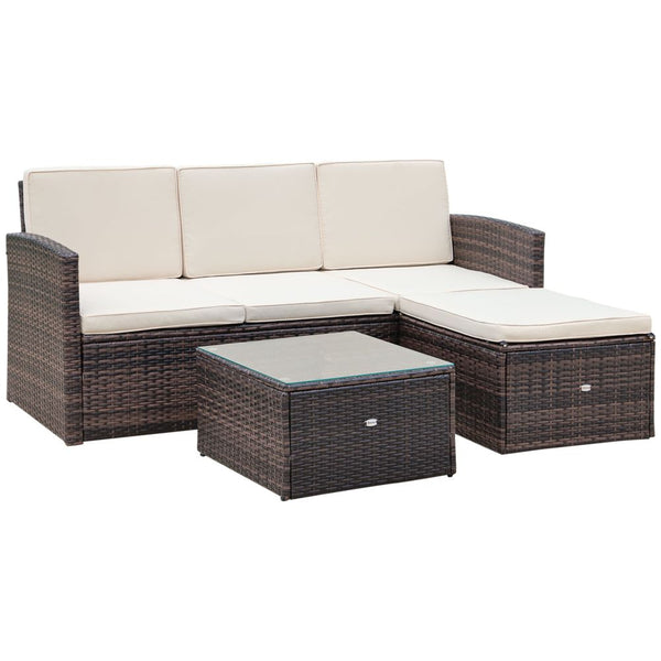 PC Outdoor Patio Furniture Set Wicker Rattan -Seater Sofa Chair Couch Brown