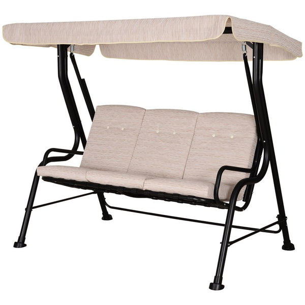 Steel Frame -Seater Outdoor Garden Swing Chair w/ Canopy Beige