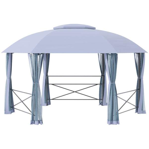 x.metal Gazebo Canopy, Hexagon Shape Garden Net, Steel Frame, Grey