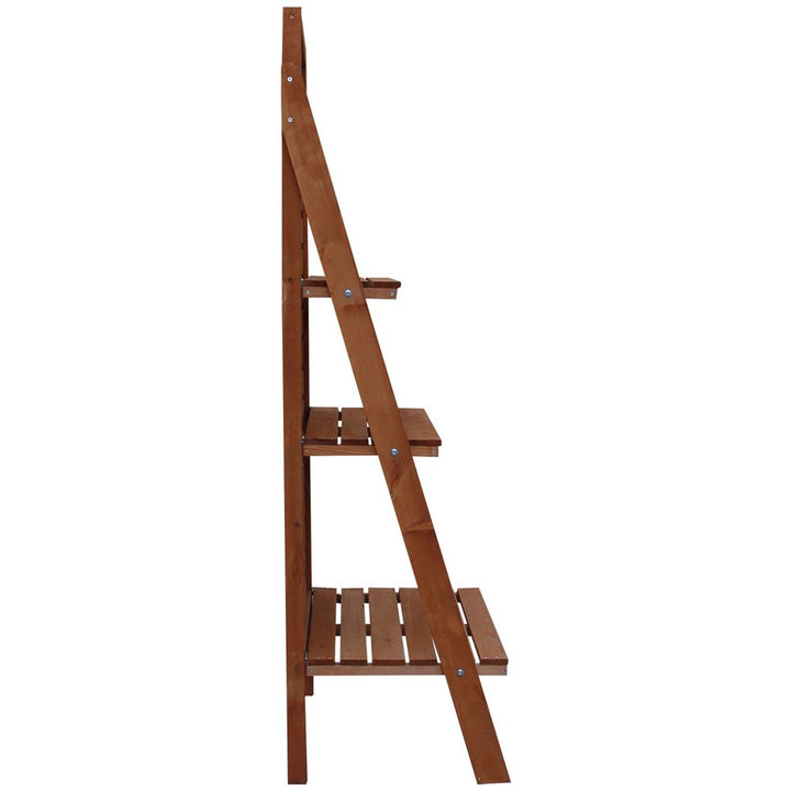 Outsunny Fir Wood -Tier Outdoor Plant Ladder Stand Burnt Orange Tone