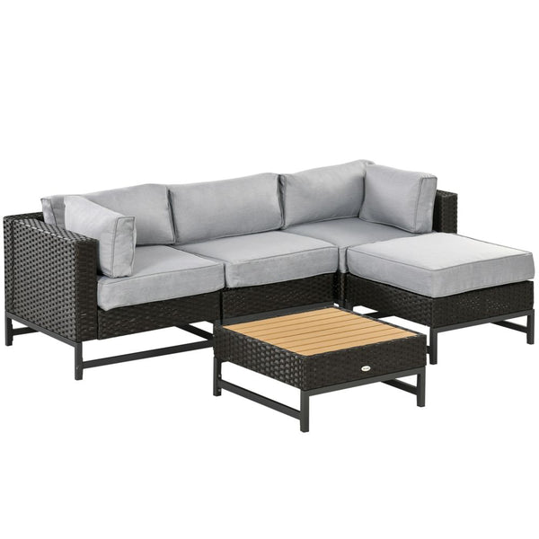  Rattan Corner Sofa, Rattan Garden Furniture Wood Grain Plastic Top Table