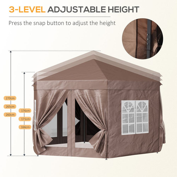 Outsunny Hexagonaletal Frame Garden Gazebo Brown