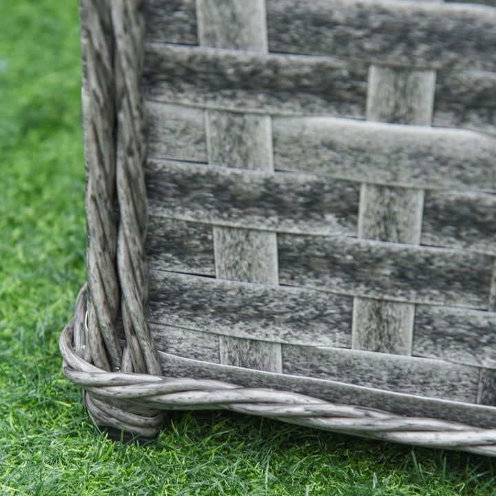  Rattan Dining Table Chair Set -seater Cube Sofa & Umbrella Table Grey