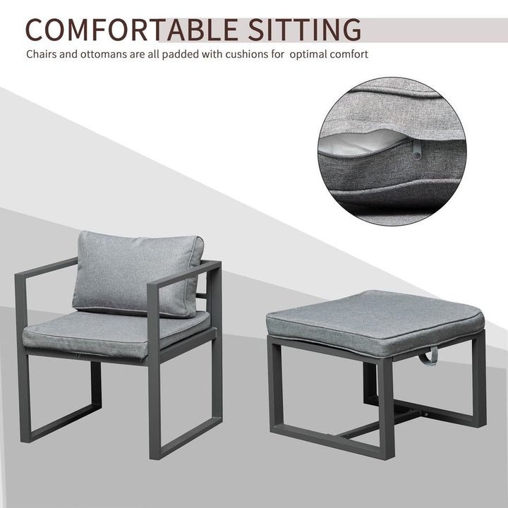 Outsunny Patio Dining Sets Chairs Ottoman Cushioned Seating and Back
