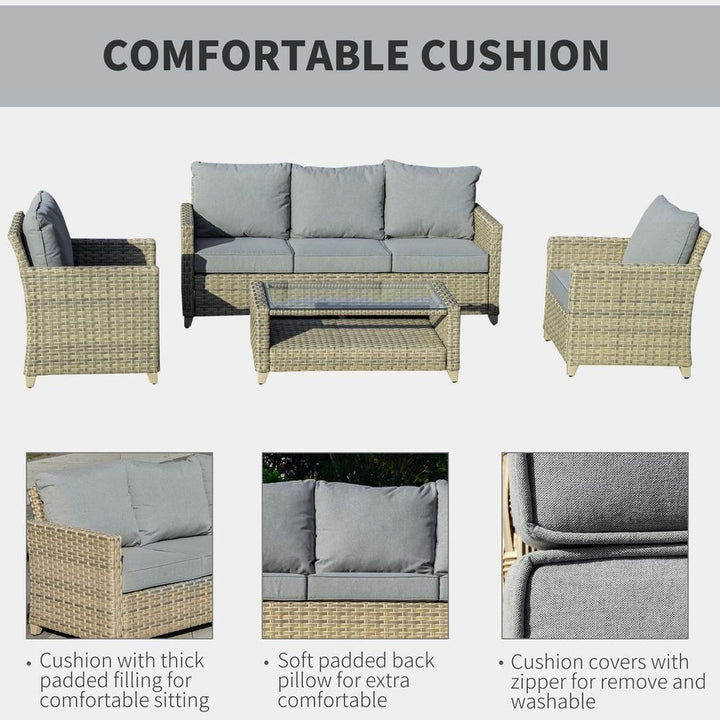  Patio PE Rattan Sofa Set, Outdoor Conversation Furniture Set