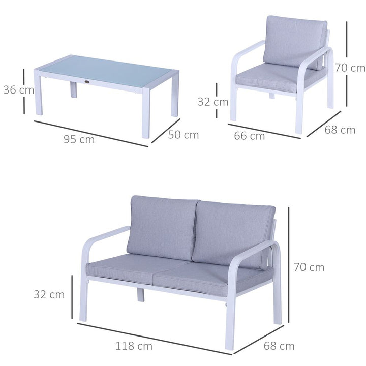 Outsunny -Seater Outdoor PE Rattan Table and Chairs Set White/Grey