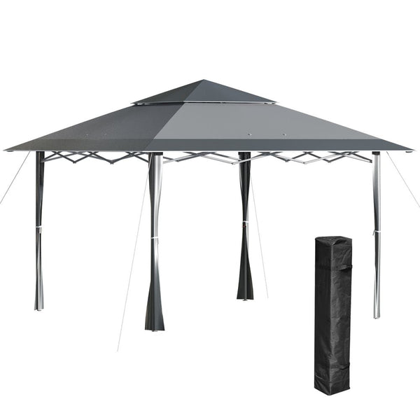 x Pop-up Gazebo Double Roof Roller Bag Steel Frame, Dark Grey