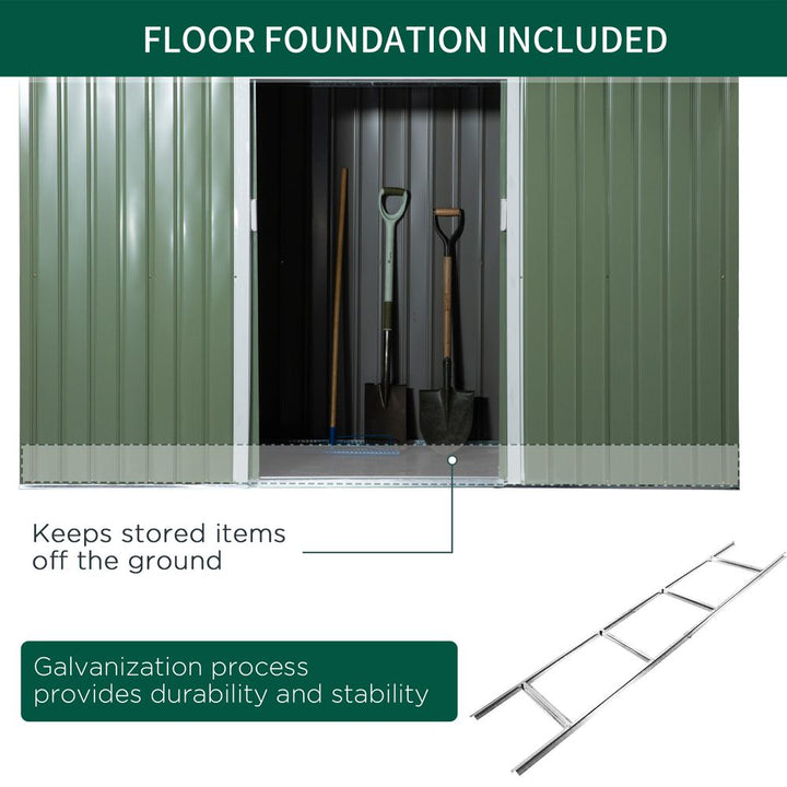 ft x .ft Corrugatedetal Shed with Foundation Vent Doors Green