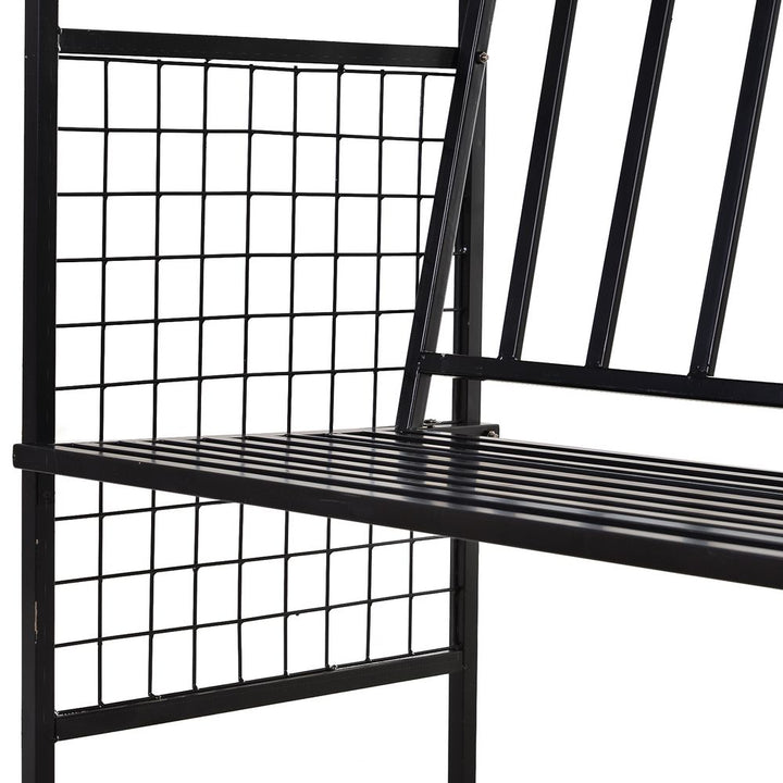 Steel Frame Outdoor Garden Arch w/ -Seater Bench Flower Climber Black