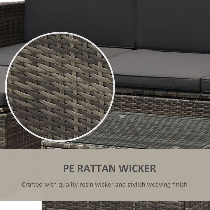 PC Outdoor Patio Furniture Set Wicker Rattan -Seater Sofa Chair Couch Grey